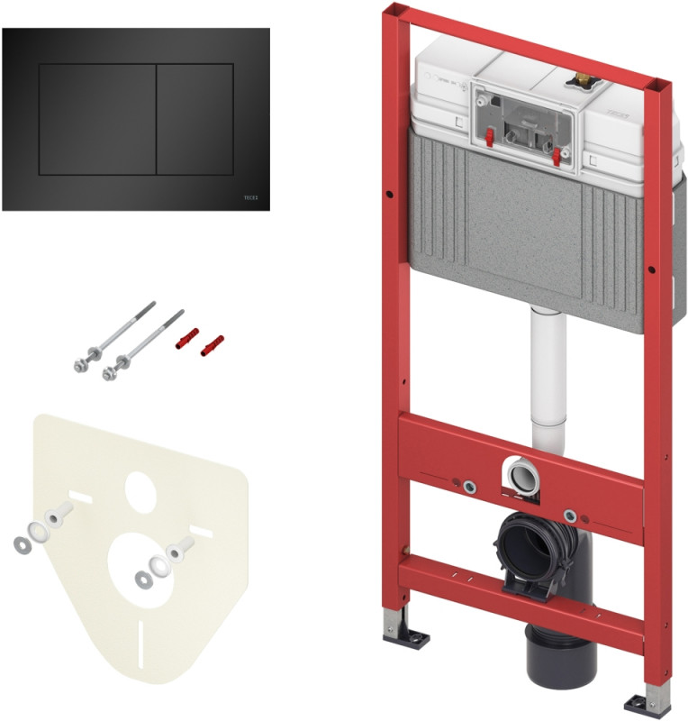 Инсталляция TECE ТЕСЕNOW 4 В 1 с панелью смыва+подложка 9.200.010, черный матовый