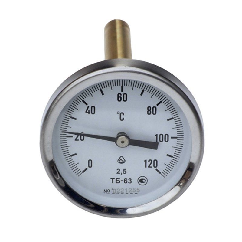 Термометр биметал D63 L50 мм/лат.0-120гр осевой
