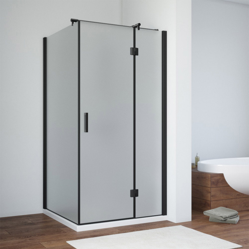 Душевой уголок Vegas Glass AFP-Fis NOVO 90 02М 10 R, профиль черный матовый, стекло сатин