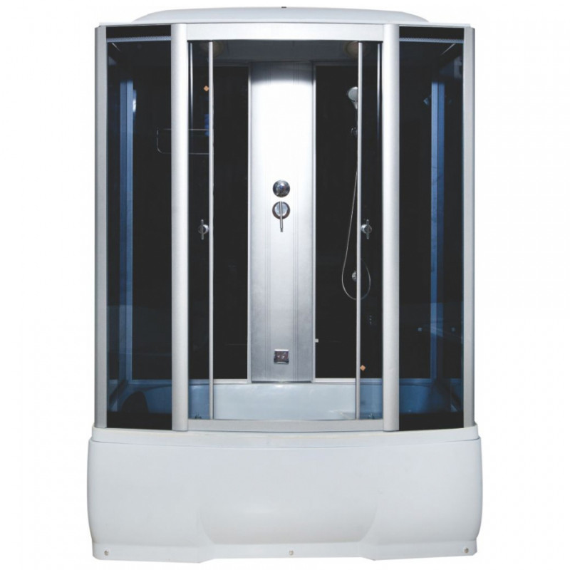 Душевая кабина BM-8207В выс.поддон,задняя стенка черная, стекла матовые 150*85*215