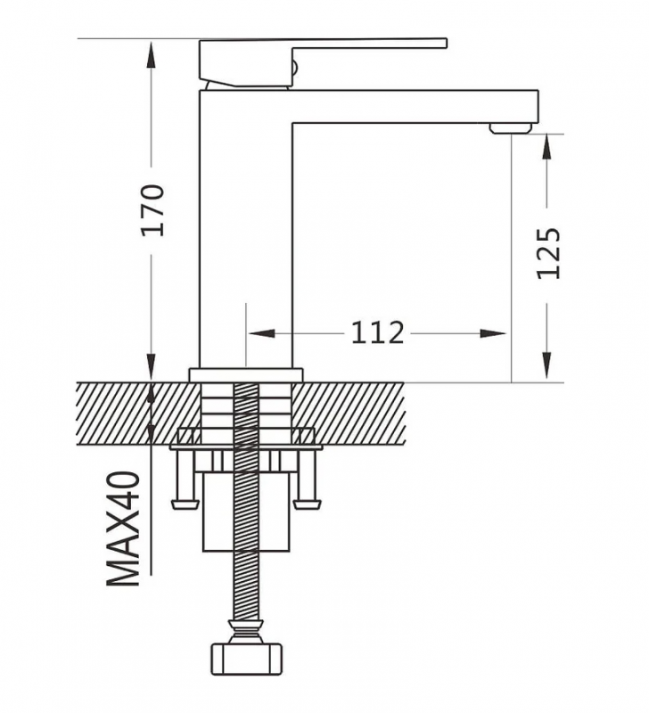 Cмеситель для раковины, нержавейка, сатин S7001L SHEVANIK
