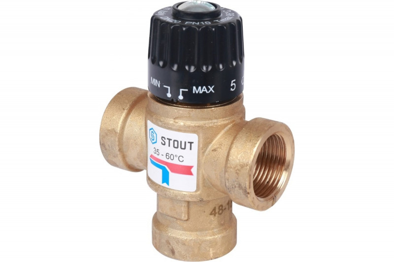 Термостатический смесительный клапан STOUT 3/4 ВР, 35-60°С, KV 1.6 SVM-0110-166020