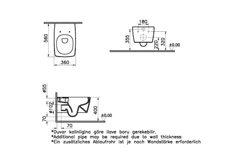 Унитаз подвесной 7672B083-0101 Metropole Rim-ex W-hung WC-M. Black