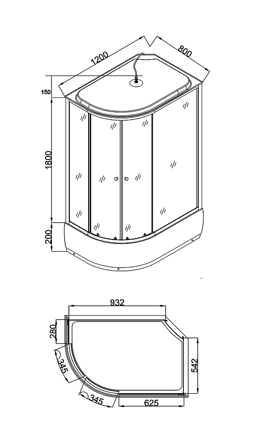 Душевая кабина Loranto 120х80х215 поддон 20 см, белый кирпичный узор, ст 4 мм, профиль хром (CS-
