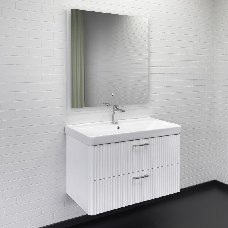 Тумба-умывальник "Ангара-90П" белый матовый c раковиной COMFORTY 4490