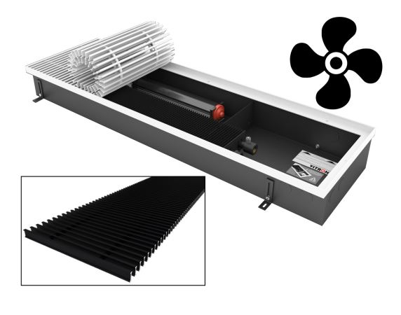 Конвектор внутрипольный водяной Vitron ВКВ.90.200.2000.2ТГ.24.РП(О/Р).ААЧ в коробе из оцинк ст