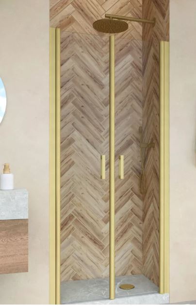 Дверь в душевой проем 95х189 Е2Р NOVO 95 03 01, профиль золото матовое, стекло прозрачное