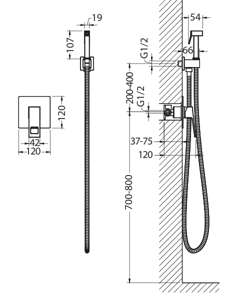 Смеситель с гигиеническим душем TIMO Briana 7189/17SM brush gold (скрыт.монт.)