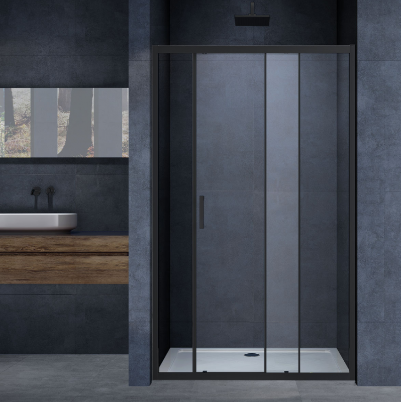 Душевая дверь Alpha 1200, черный, VDS-3AL120CLB стекло прозрачное, Vincea (333111)