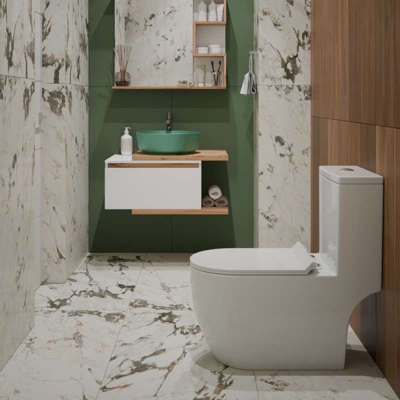 Унитаз-моноблок EvaGold Т1088 безободк круг смыв, тонк сид ДП, гофра подводка