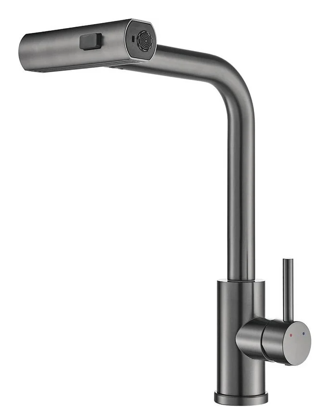 Смеситель для кухни, с гибким изливом, S263T SHEVANIK оруж. сталь