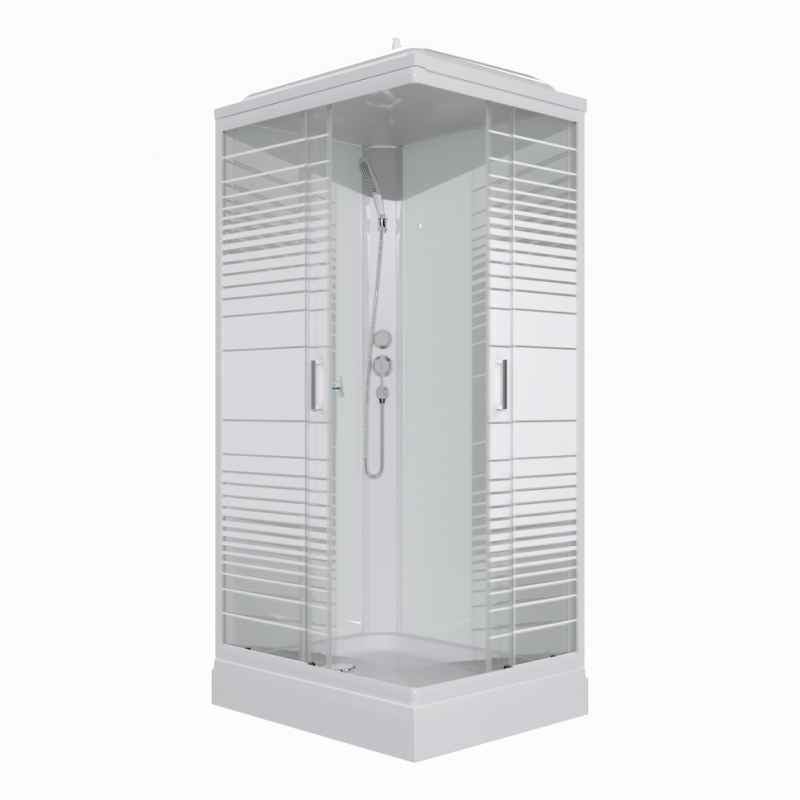 Душевая кабина Квадро 120*80 А ПОЛОСЫ,бел, прямоуг., низ. поддон ДН4 (8мест)